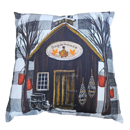 Throw Pillow with Sugar House and Trees