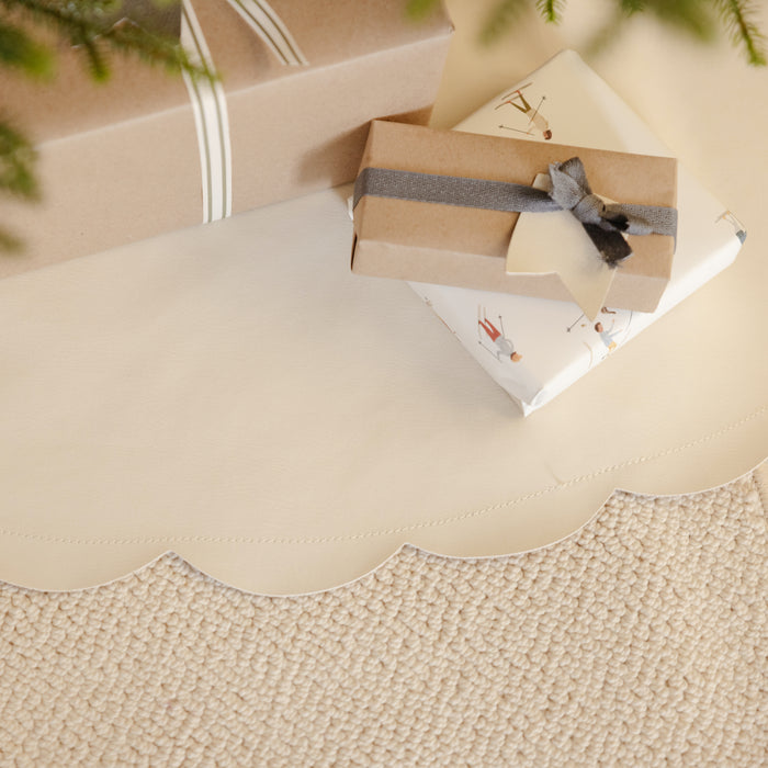 Ivory Scallop (on sale)@Overhead of Ivory Scallop Tree Skirt under tree
