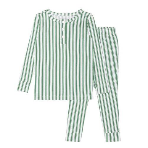 unisex boxwood ticking stripe pima pajamas set