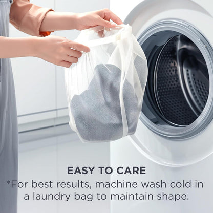 Upgraded reversible cooling blanket care instructions: machine wash cold in laundry bag