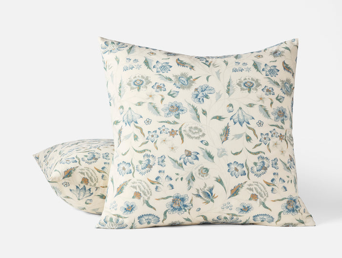 Viola Organic Print Sham - Coyuchi | Undyed w/Cerulean