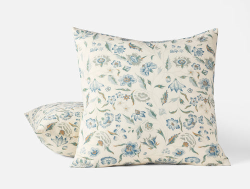 Viola Organic Print Sham - Coyuchi | Undyed w/Cerulean