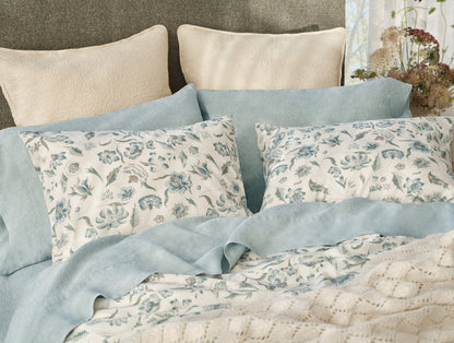 Viola Organic Print Sham - Coyuchi | Undyed w/Cerulean