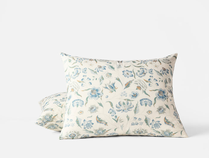 Viola Organic Print Sham - Coyuchi | Undyed w/Cerulean