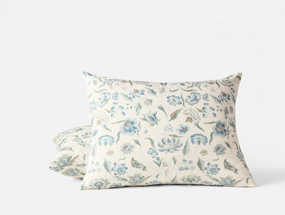 Viola Organic Print Sham - Coyuchi | Undyed w/Cerulean