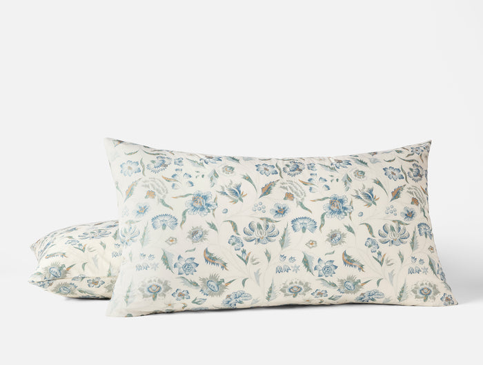 Viola Organic Print Sham - Coyuchi | Undyed w/Cerulean