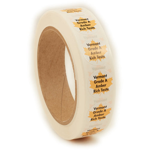 VT Grade A Amber Rich Taste Grade Label, Leaf Circle, 1,000/roll