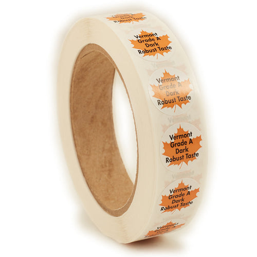VT Grade A Dark Robust Taste Grade Label, Leaf Circle, 1,000/roll