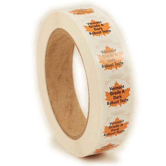 VT Grade A Dark Robust Taste Grade Label, Leaf Circle, 1,000/roll