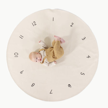Milestones@overhead of baby on milestones midi circle mat
