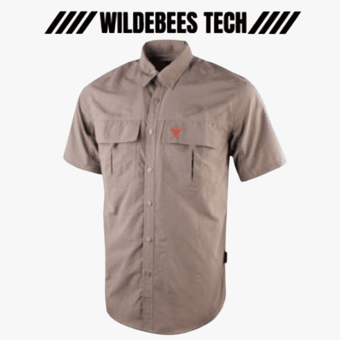 Wildebees Mens Tech Short Sleeve Vented Shirt Khaki | Wildebees