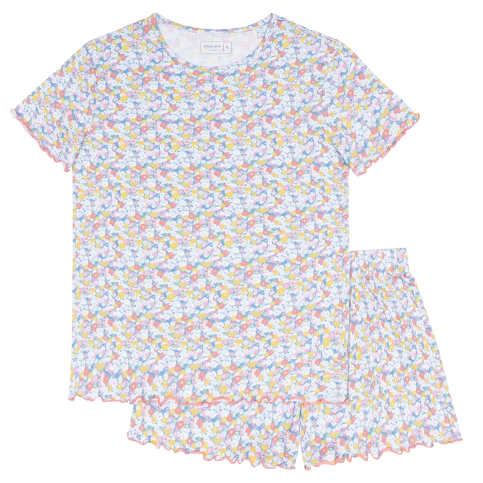 women's jasmine blossom shirt and short pima pajamas set