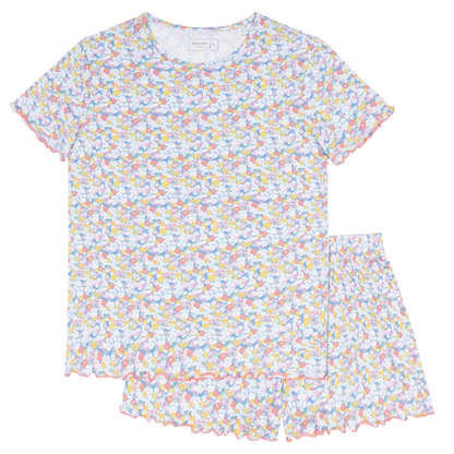 women's jasmine blossom shirt and short pima pajamas set