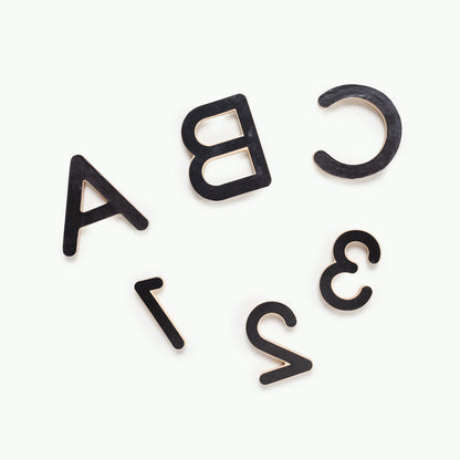 Birch@back side of wooden numbers