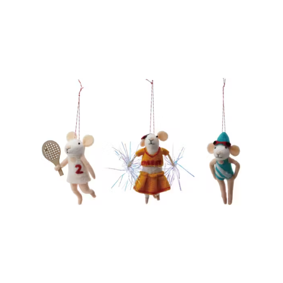 Wool Sporty Mouse Ornament