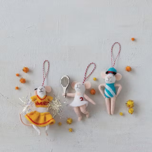 Wool Sporty Mouse Ornament
